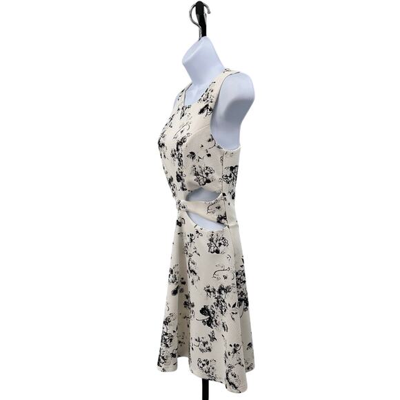 Foreign Exchange Short Dress Black/White Floral WMNS S Cut Outs Tank Stretchy - Picture 2 of 8